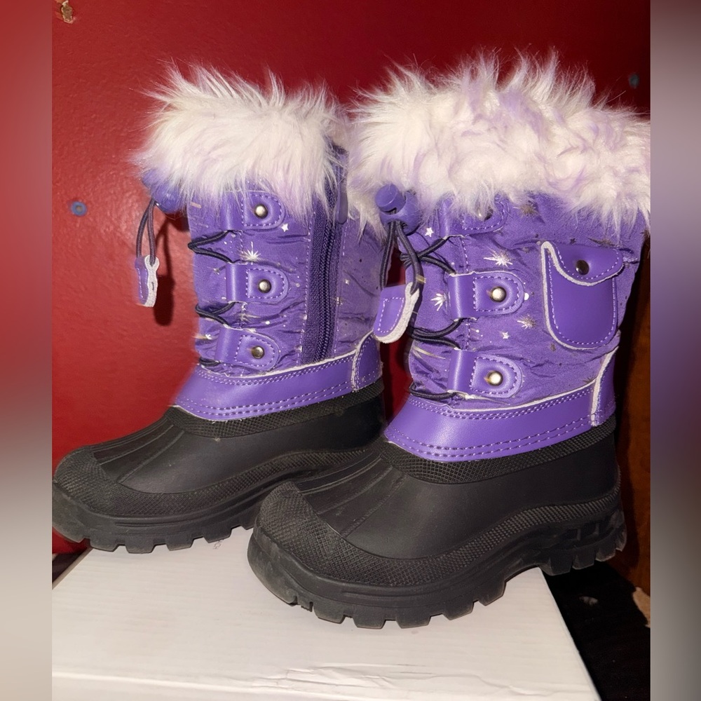 Dream Paris Purple and Black Winter Boots with Faux Fur